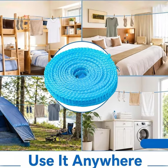 Portable Fence-Style Windproof Clothesline, Adjustable Hanging Rope for Clothes Drying