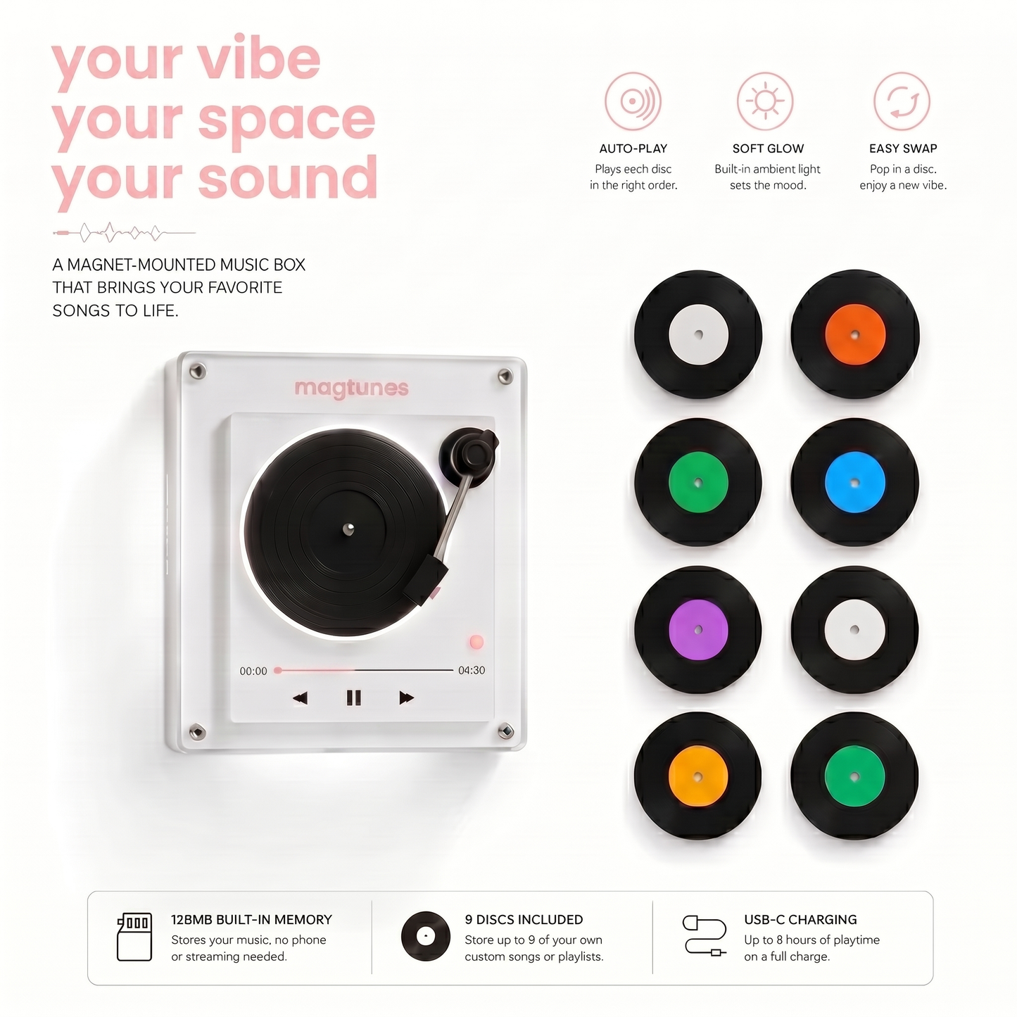🔥🎵 50% OFF – MagTunes Player Retro Magnetic Vinyl Music Player 🔥