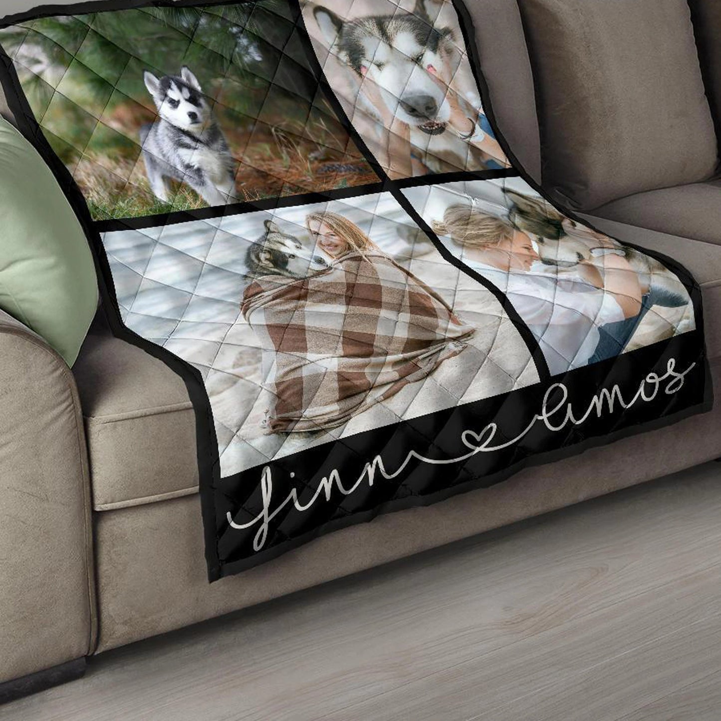 Custom Photo Quilt Blanket, Personalized Family Memory Quilt