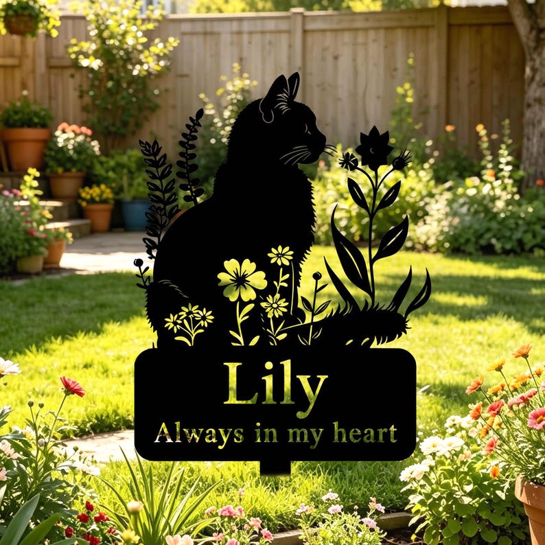 Custom Cat Memorial Metal Garden Stake