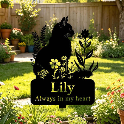 Custom Cat Memorial Metal Garden Stake