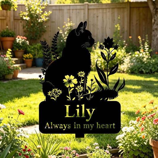 Custom Cat Memorial Metal Garden Stake