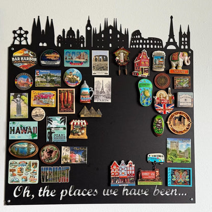 European Skyline Travel Magnet Display Board,Souvenir & Photo Organizer