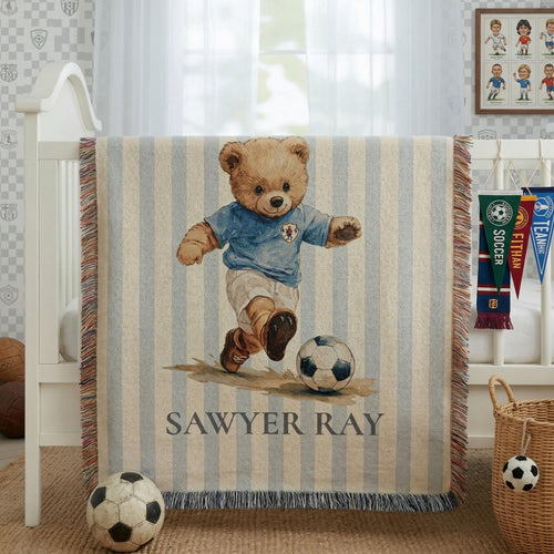 Personalized Soccer Teddy Baby Blanket