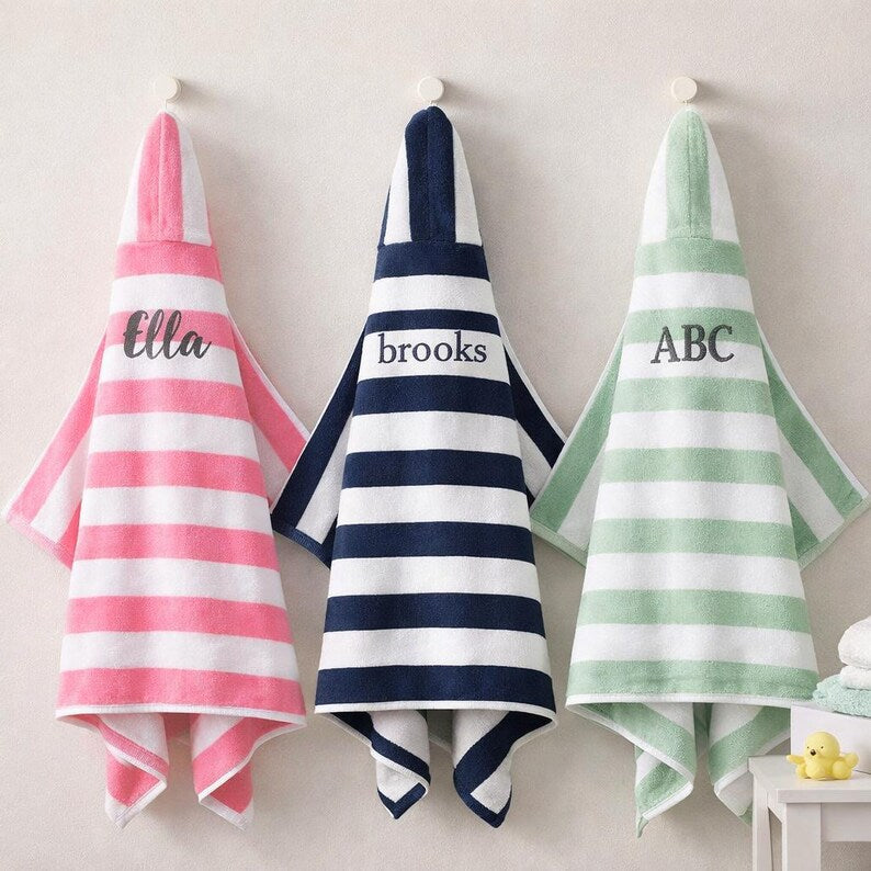 Personalized Kids Beach Towel - Hooded Custom Name Beach Towel for Kids