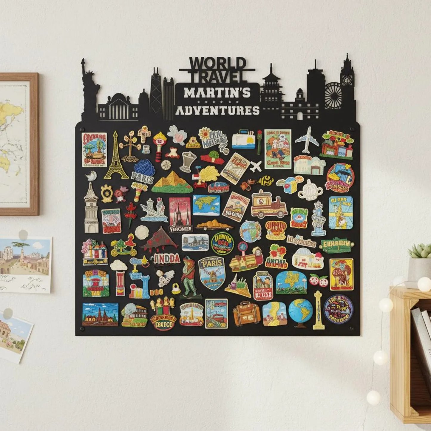 European Skyline Travel Magnet Display Board,Souvenir & Photo Organizer