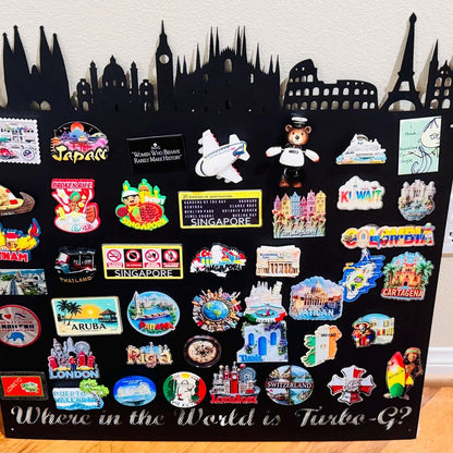 European Skyline Travel Magnet Display Board,Souvenir & Photo Organizer