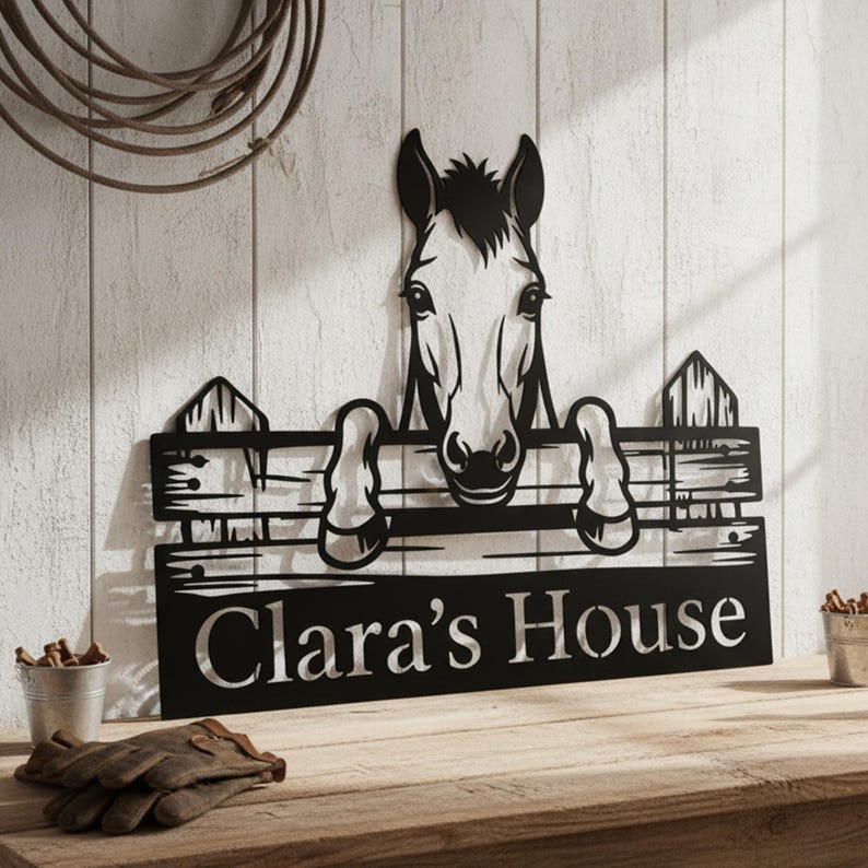 Custom Horse Head Metal Sign