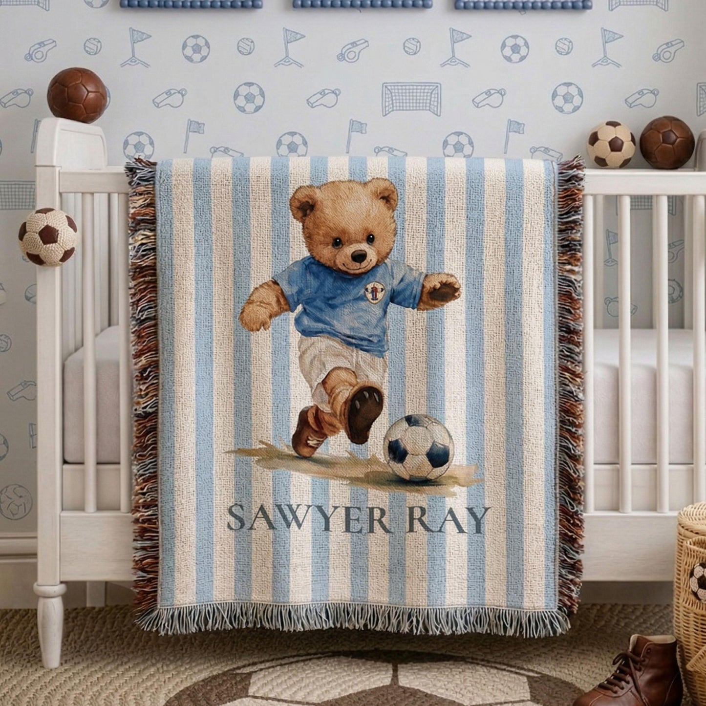Personalized Soccer Teddy Baby Blanket
