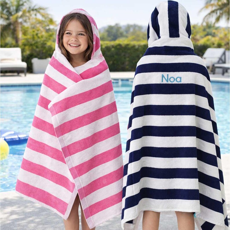 Personalized Kids Beach Towel - Hooded Custom Name Beach Towel for Kids