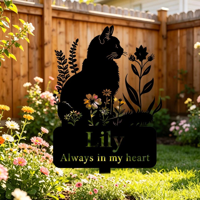 Custom Cat Memorial Metal Garden Stake