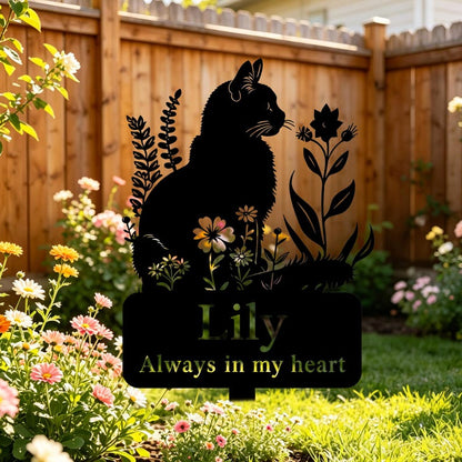 Custom Cat Memorial Metal Garden Stake
