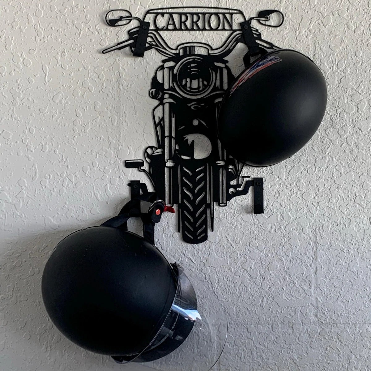 Custom Motorcycle Helmet Holder Metal Art