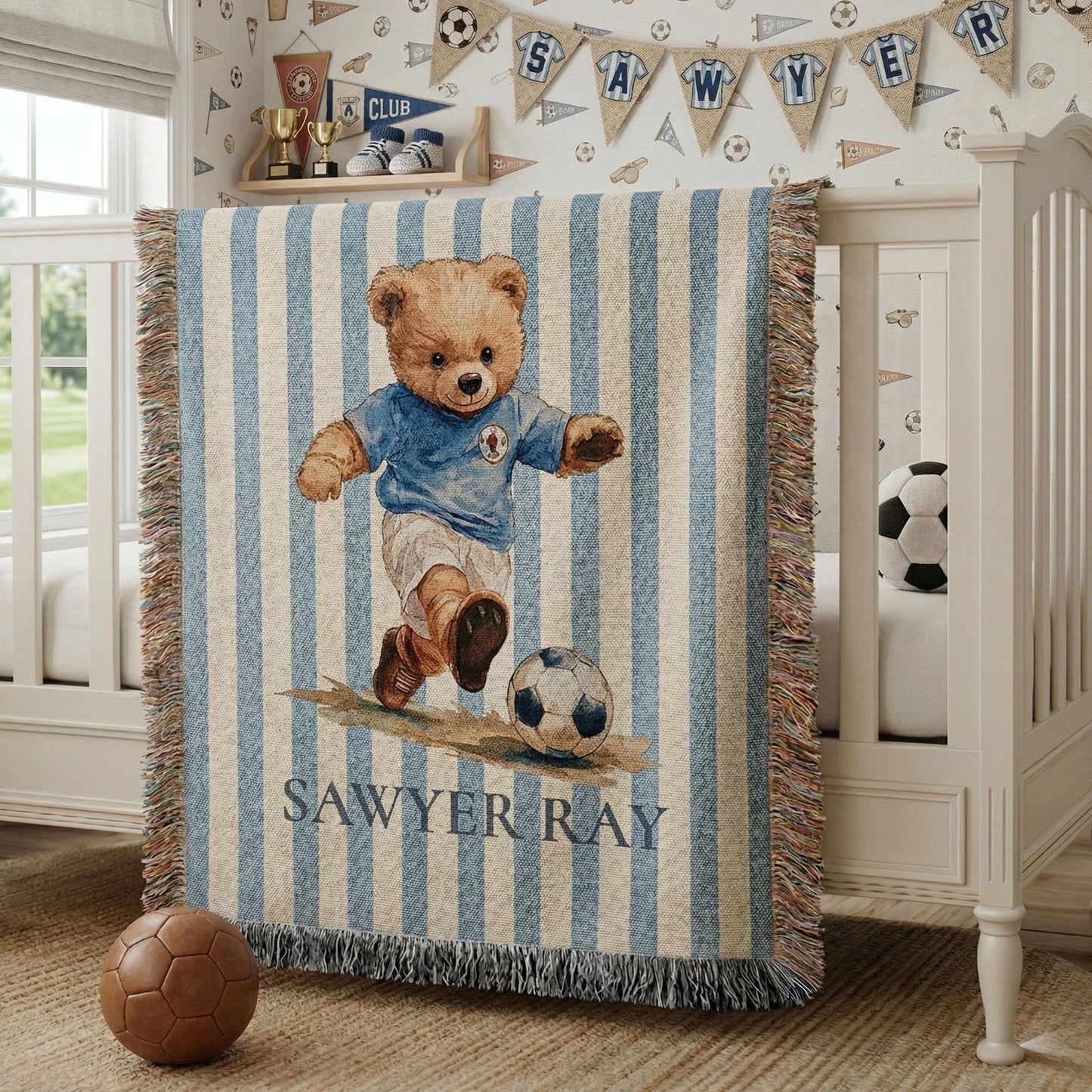 Personalized Soccer Teddy Baby Blanket