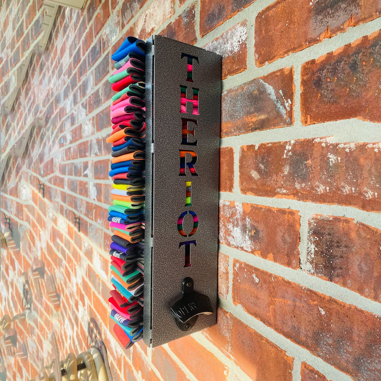 Custom Can Cooler Holder with Bottle Opener
