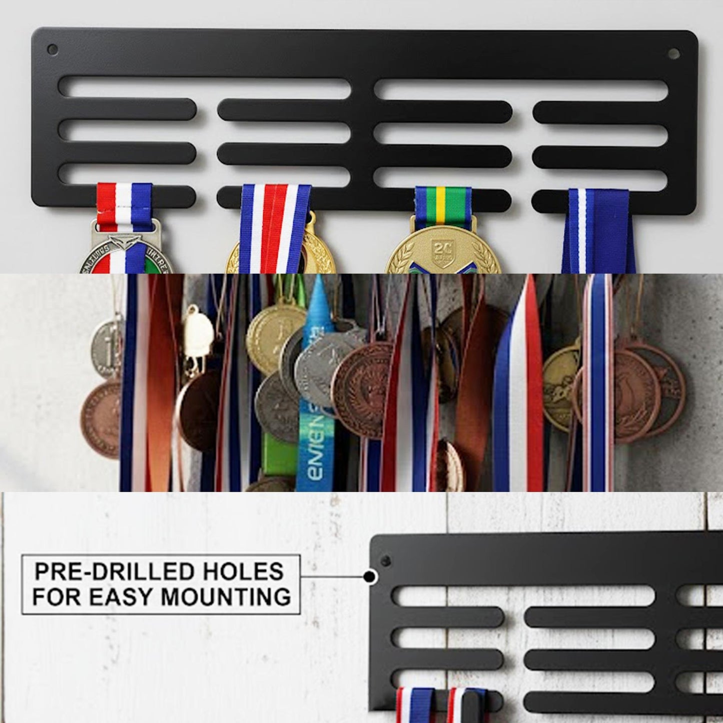 Personalized Football Medal Hanger, Metal Sports Ribbon Display