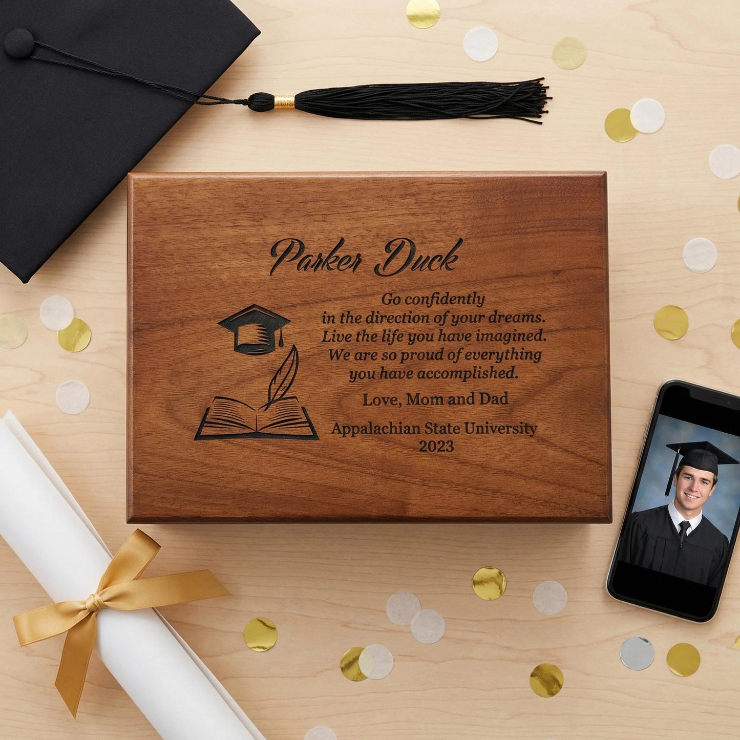 Graduation Memory Box, Personalized Gift for High School, College, or University Graduate