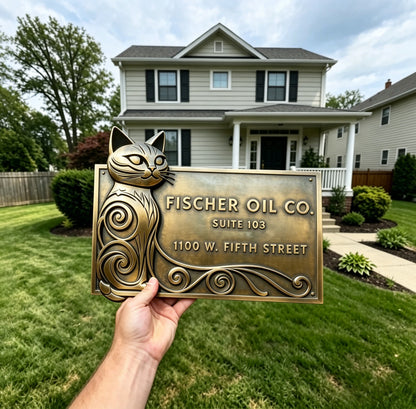 Custom made cast bronze Signs & Plaques - Personalized Cat Nameplate