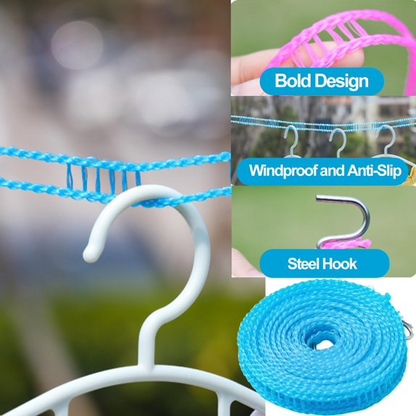 Portable Fence-Style Windproof Clothesline, Adjustable Hanging Rope for Clothes Drying