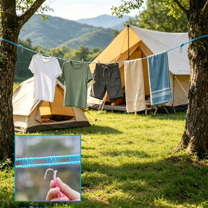 Portable Fence-Style Windproof Clothesline, Adjustable Hanging Rope for Clothes Drying