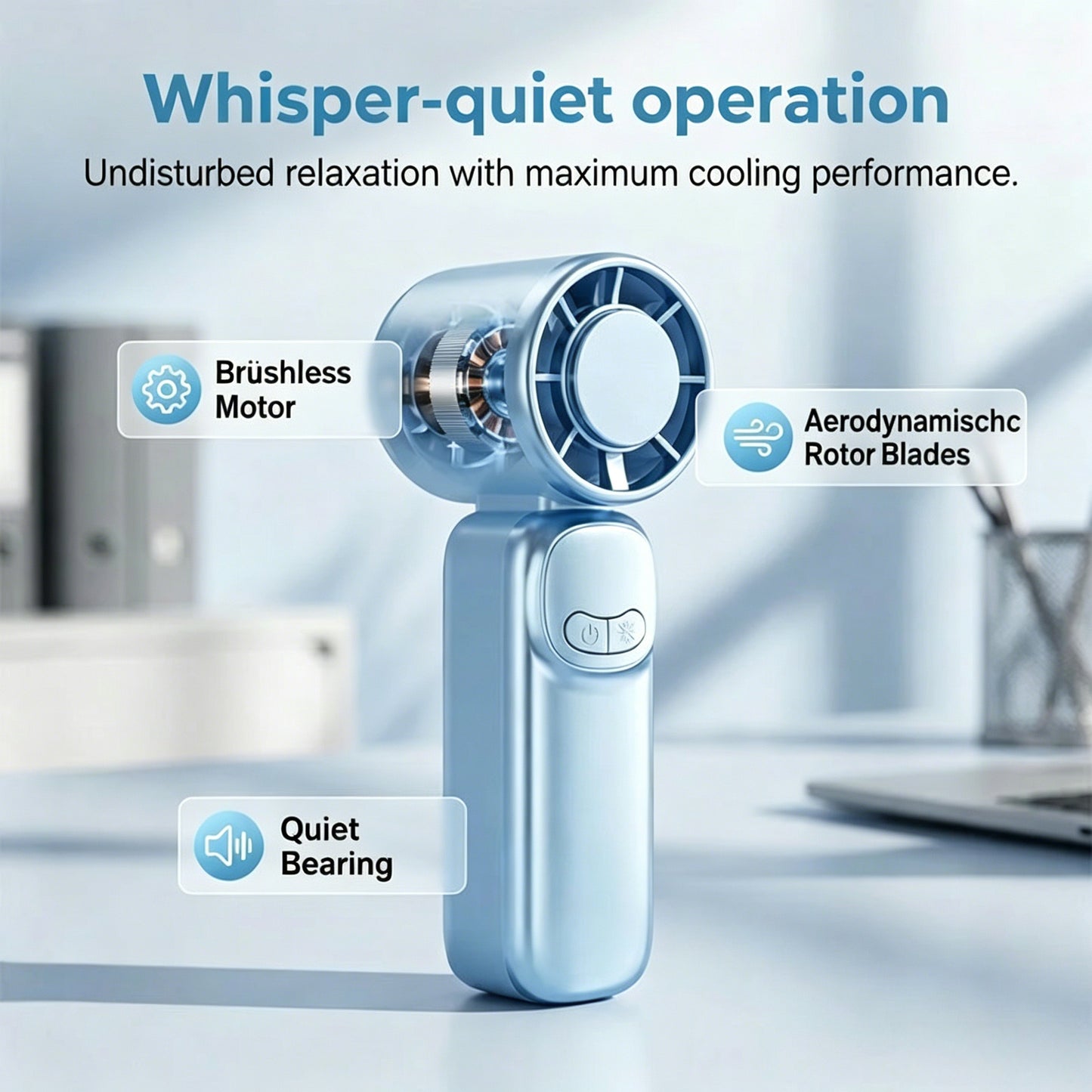 Mini handheld fan with long-lasting battery life