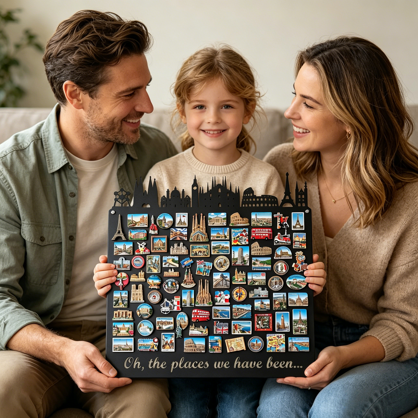 European Skyline Travel Magnet Display Board,Souvenir & Photo Organizer