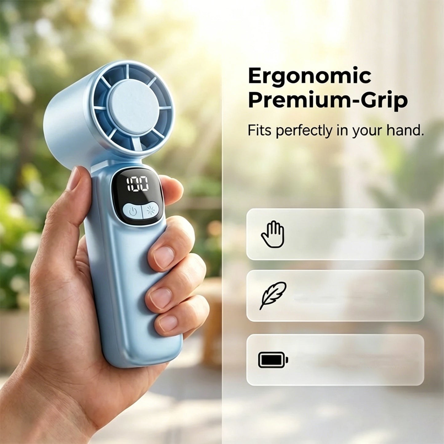 Mini handheld fan with long-lasting battery life