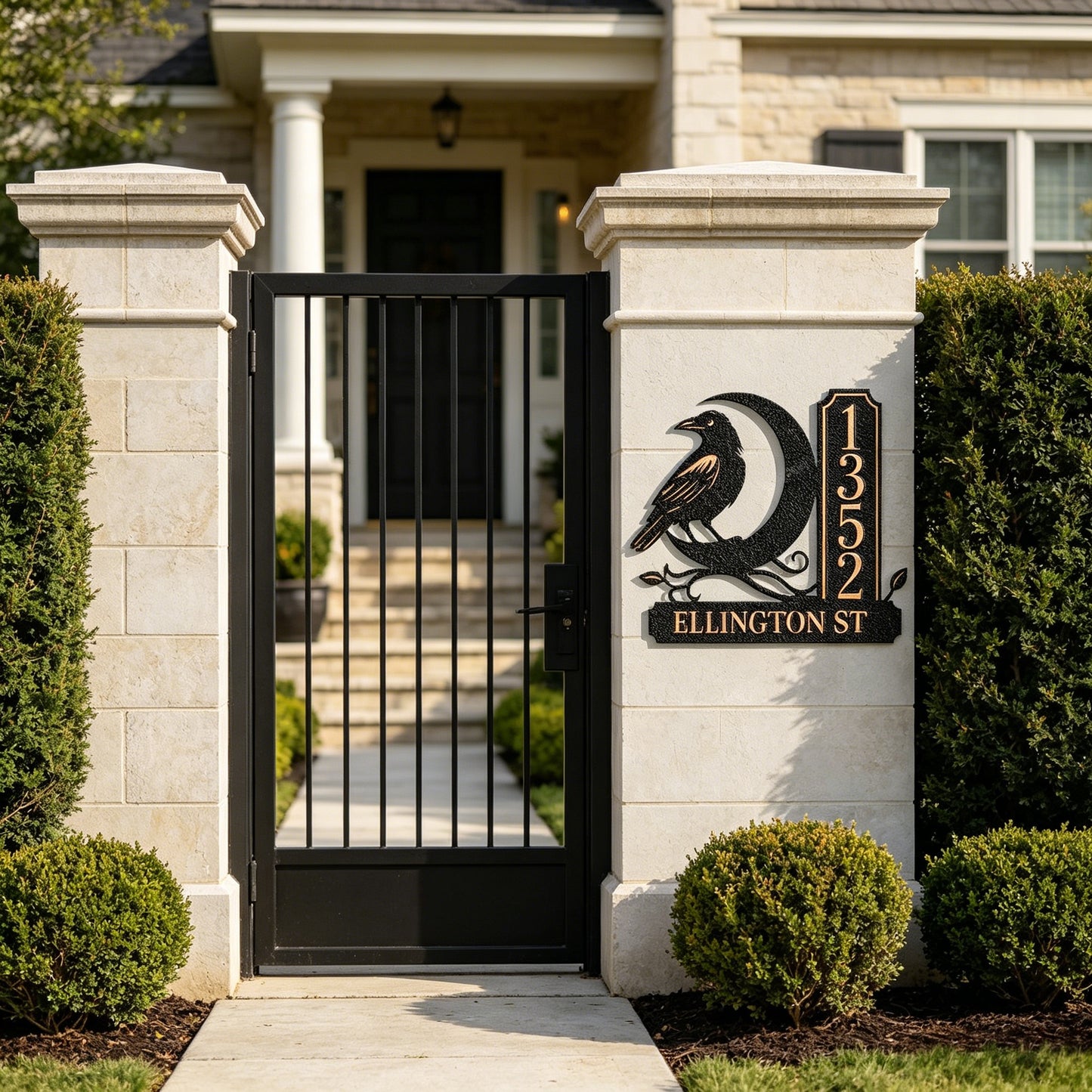 Personalized Raven Copper Metal House Address Plaque
