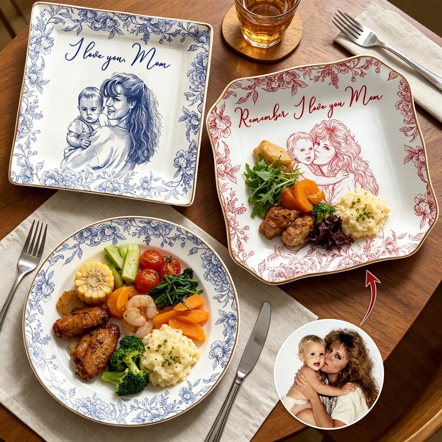 I Love You Mom Custom Photo Photo Plate