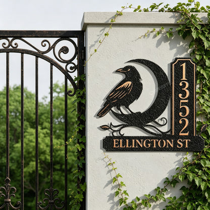Personalized Raven Copper Metal House Address Plaque