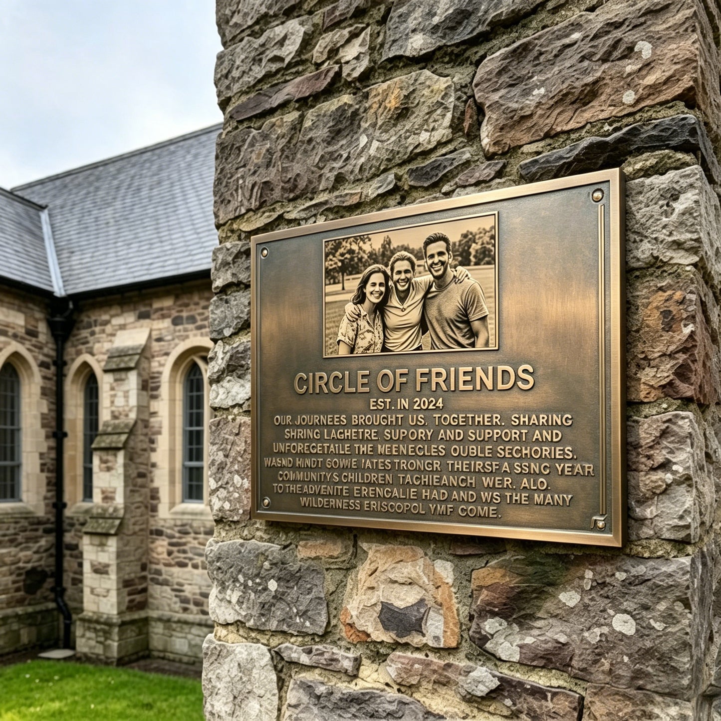 Custom made cast bronze Signs & Plaques - Personalized Photo Memorial Sign