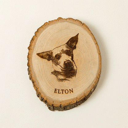 Personalized Pet Portrait Live Edge Wood Art