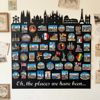 European Skyline Travel Magnet Display Board,Souvenir & Photo Organizer