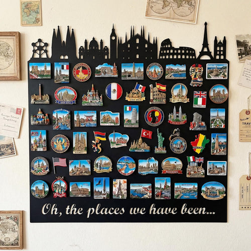 European Skyline Travel Magnet Display Board,Souvenir & Photo Organizer
