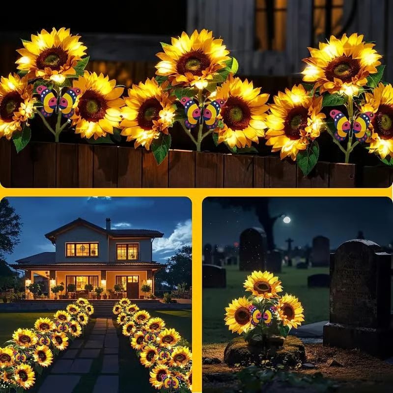 🔥🌻Solar LED Sunflower Garden Lights, Realistic Night Glow for Yard, Lawn, Patio and Porch Decoration, Wate0rproof IP65🔥