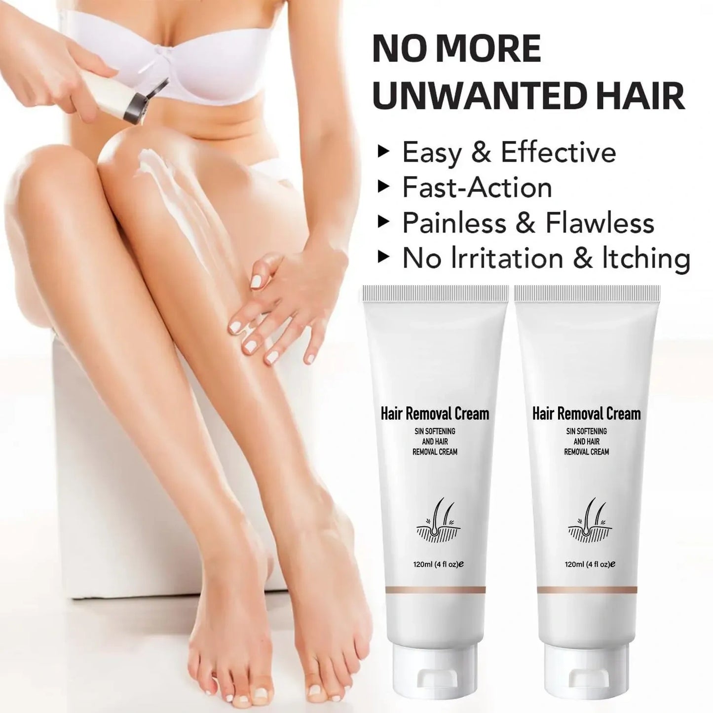 Hair Removal Cream for Men & Women, Gentle Depilatory Gel for Full Body