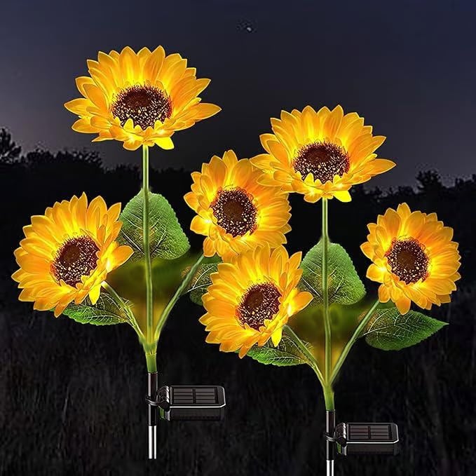 🔥🌻Solar LED Sunflower Garden Lights, Realistic Night Glow for Yard, Lawn, Patio and Porch Decoration, Wate0rproof IP65🔥