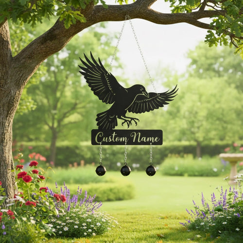 Personalized Raven Metal Wind Chime