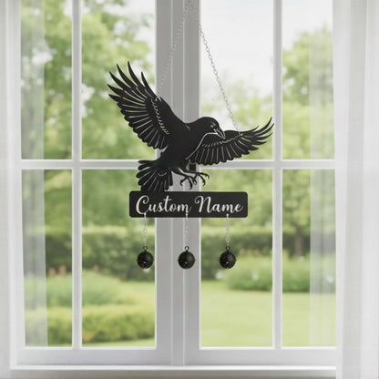Personalized Raven Metal Wind Chime