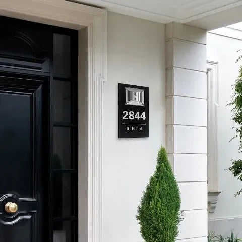 Personalized Solar Modern Door Plaque