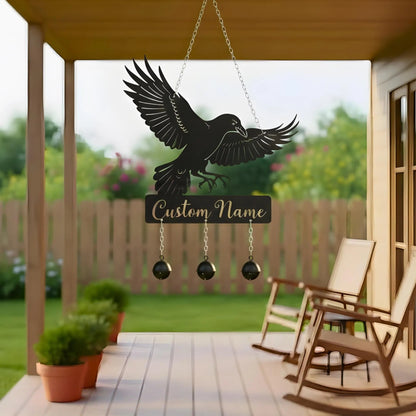 Personalized Raven Metal Wind Chime