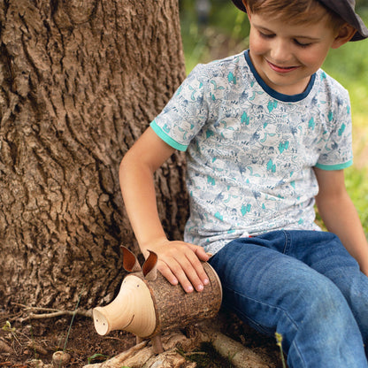 Personalized Wooden Piggy Bank with Bark