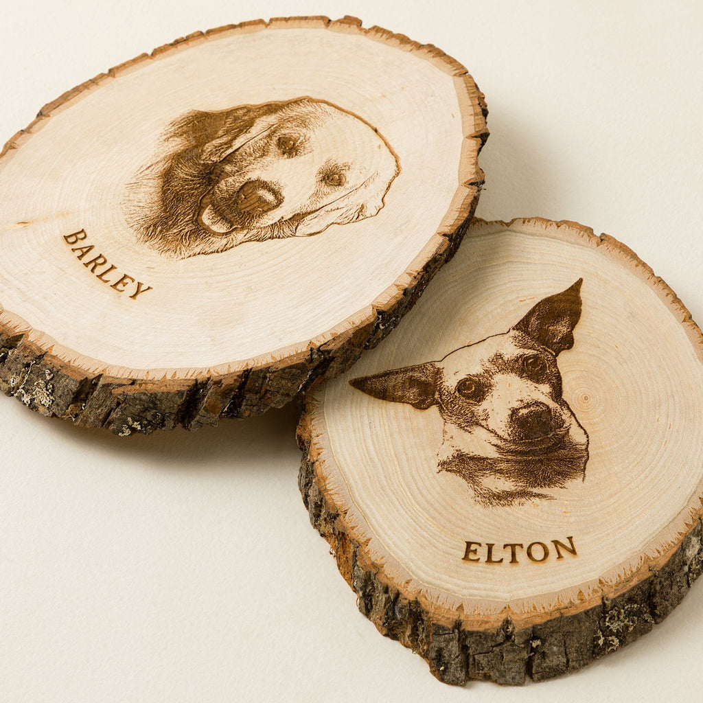 Personalized Pet Portrait Live Edge Wood Art
