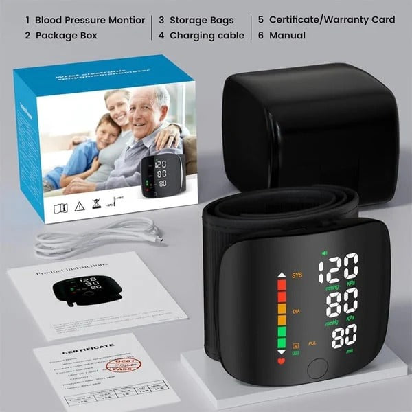 Wrist Blood Pressure Monitor – LED Display, Adjustable, Health Tracking