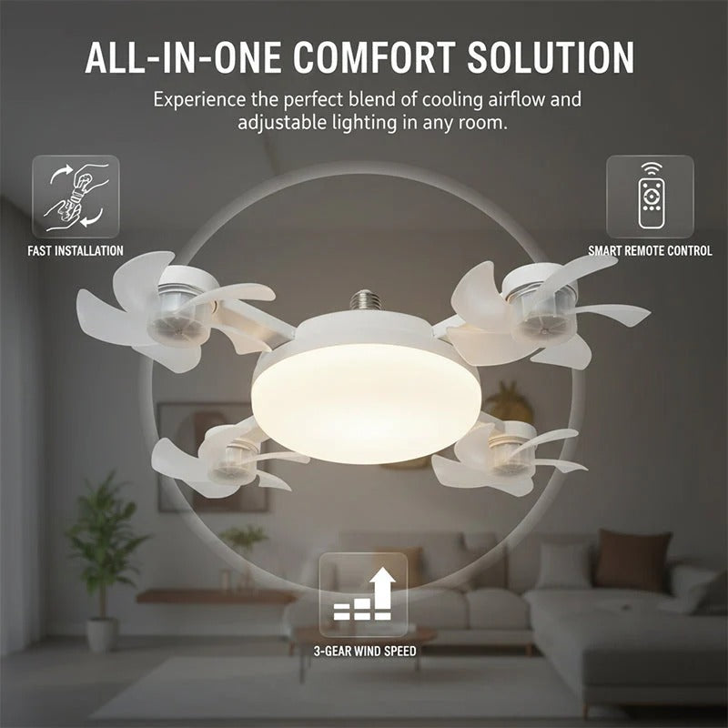 Smart Drone Fan Light Ceiling Lamp with Remote Control – 2 in 1 Decorative LED and Quiet Fan