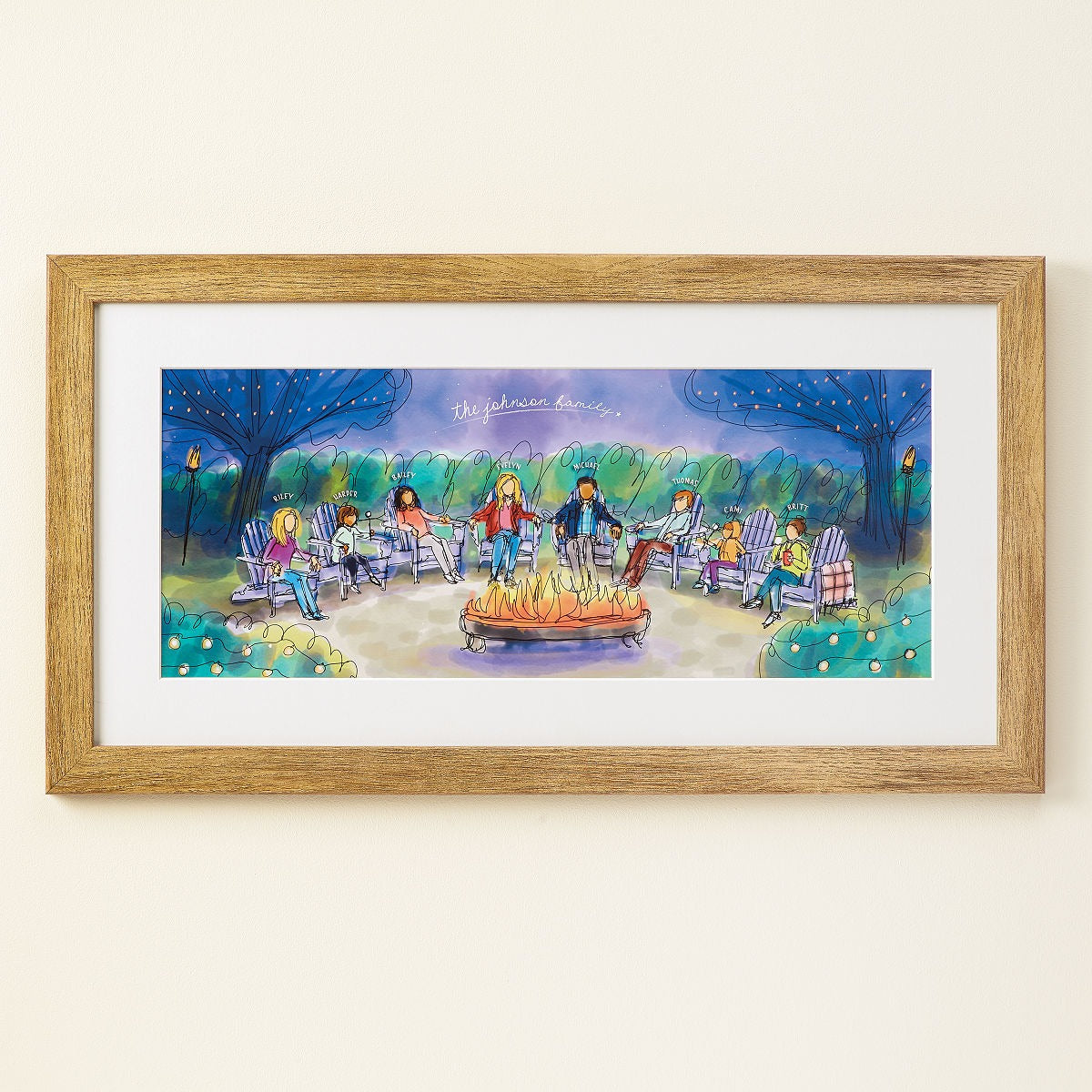 Family Fire Pit Art, Barnwood Frame