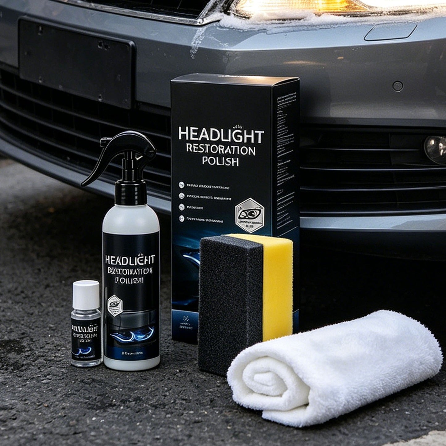 🚘Automotive Headlamp Restoration Fluid Kit – 💡Suitable for Yellowed or Foggy Lenses & Clear Surfaces