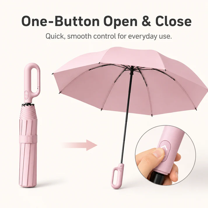 Portable Automatic Folding Umbrella- Windproof Waterproof with Loop Buckle