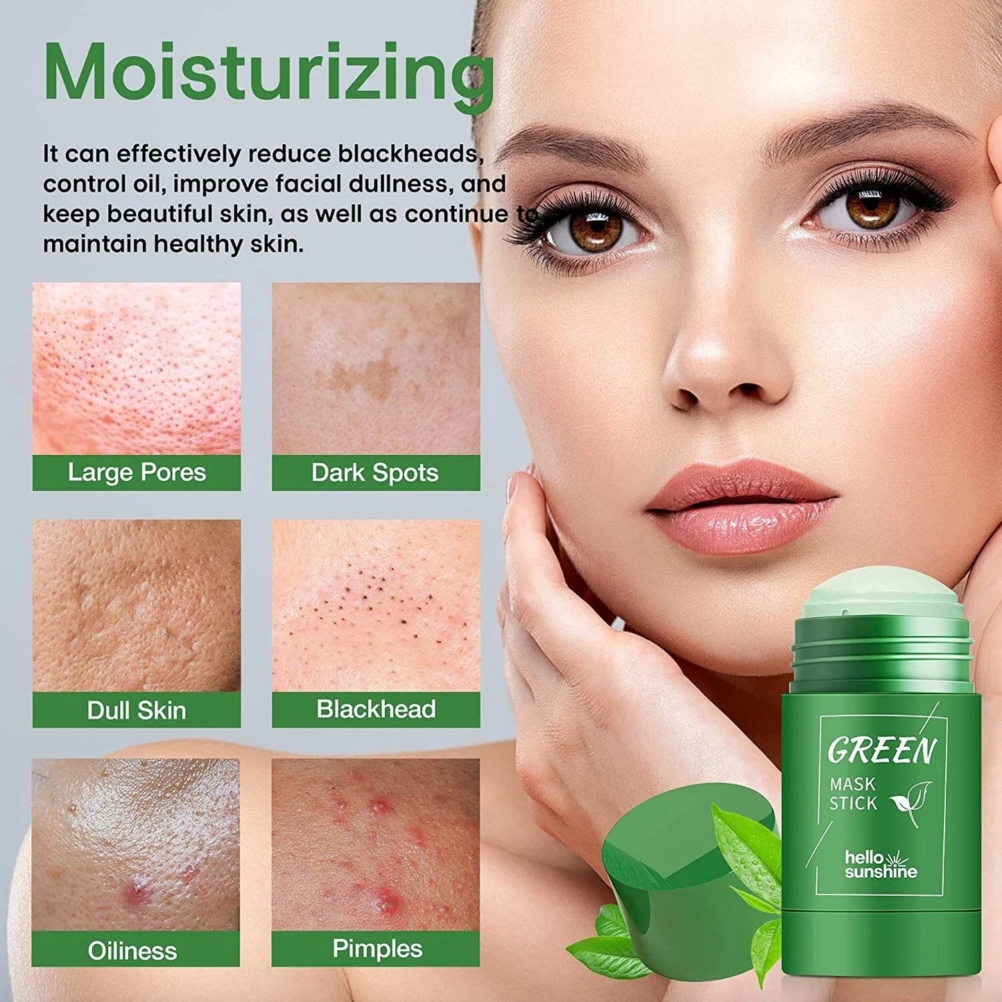 Green Tea Purifying Clay Stick Mask for Deep Clean Pore Blackhead Remover