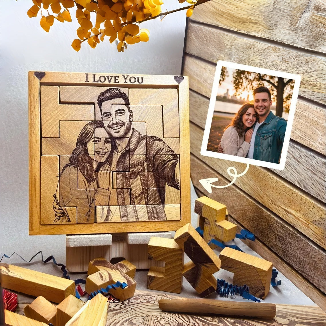 Custom Engraved Wooden Photo Portrait Puzzle